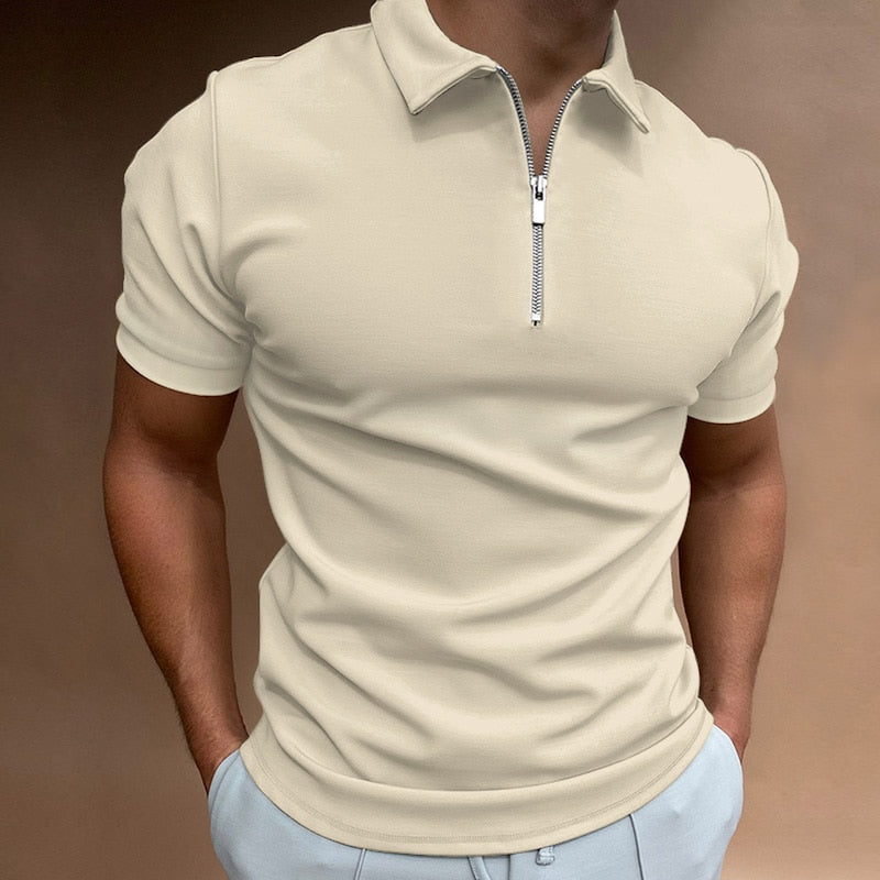 Slim-fit Polo with Zipper for Men