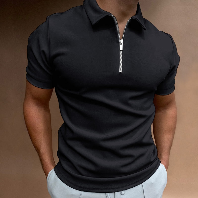 Slim-fit Polo with Zipper for Men