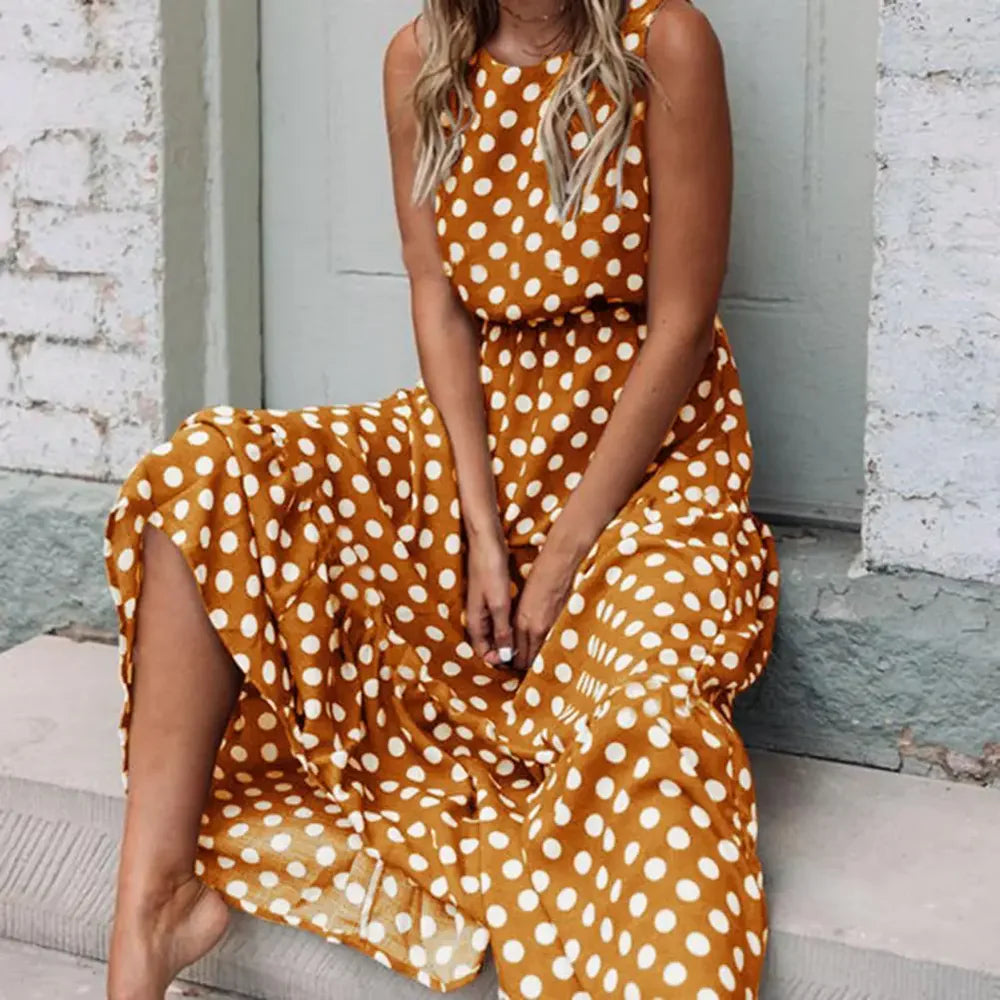 Women's Modern Style Polka Dot Maxi Dress