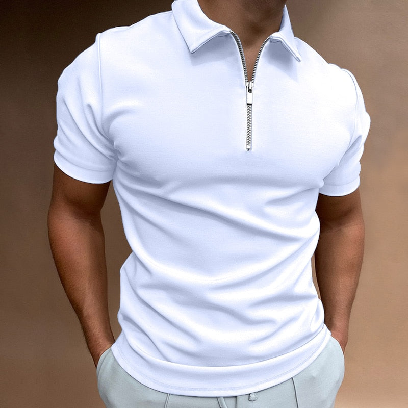 Slim-fit Polo with Zipper for Men