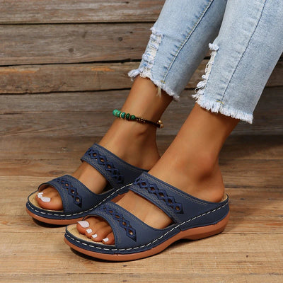Women’s Vintage Style Open-Toe Sandals – Classic Dual-Strap Design with Retro Detailing