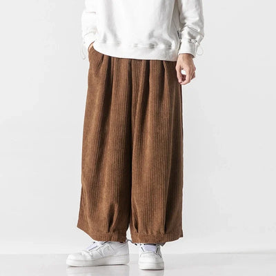 Casual Modern Style Corduroy Baggy Pants for Men
