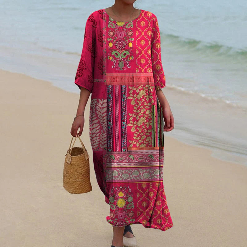 Traditional Boho Dress with Ethnic Patterns for Women