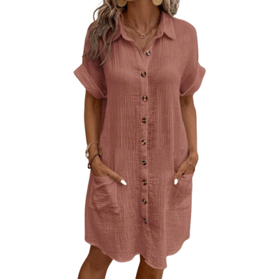 Trendy Button Up Long Dress for Women