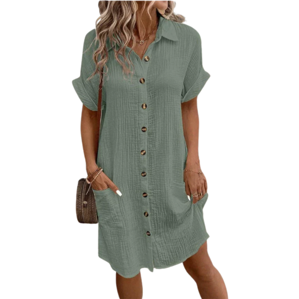 Trendy Button Up Long Dress for Women