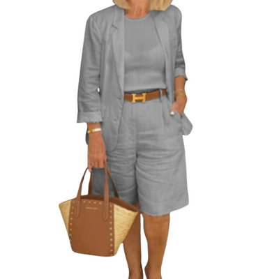 Summer Linen shorts and blazer set for women