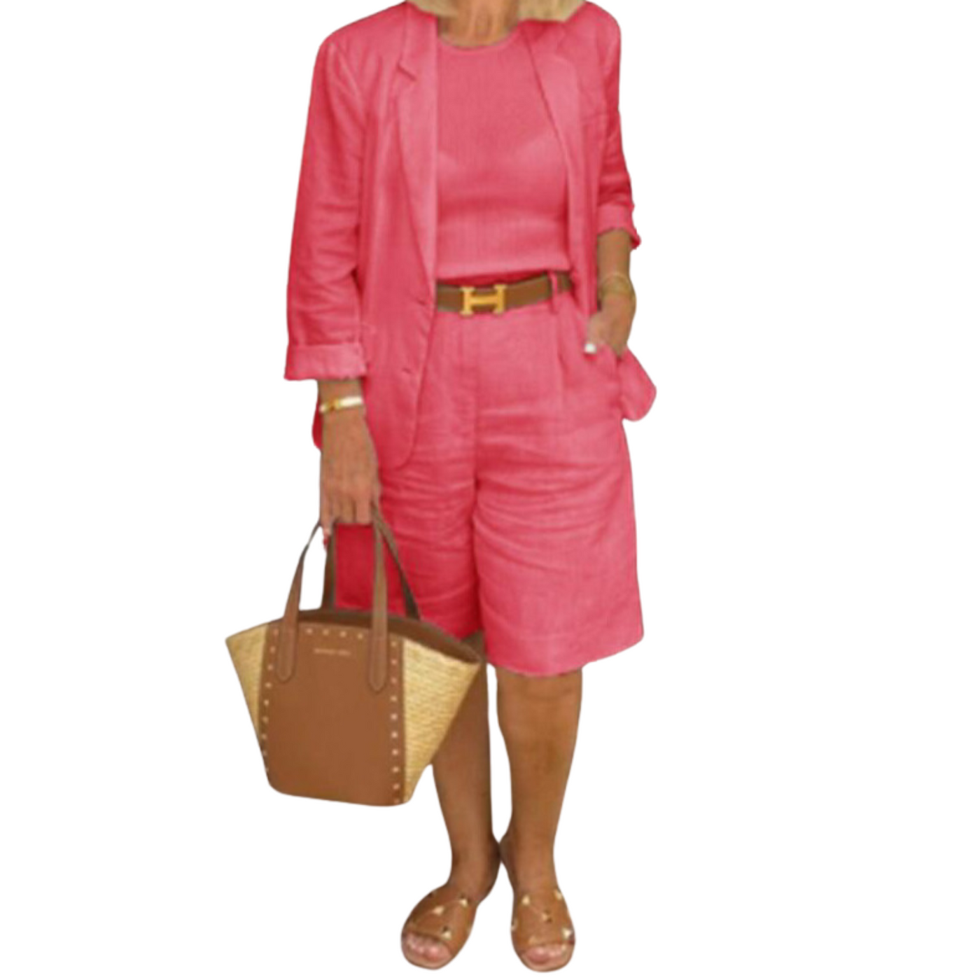 Summer Linen shorts and blazer set for women