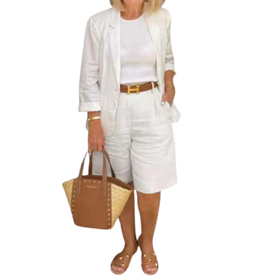 Summer Linen shorts and blazer set for women