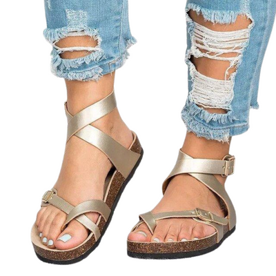 Faux Leather Buckle Sandals for Women