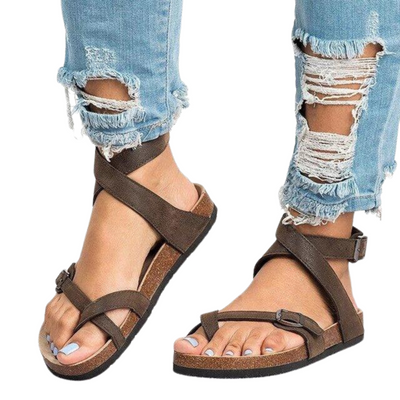 Faux Leather Buckle Sandals for Women