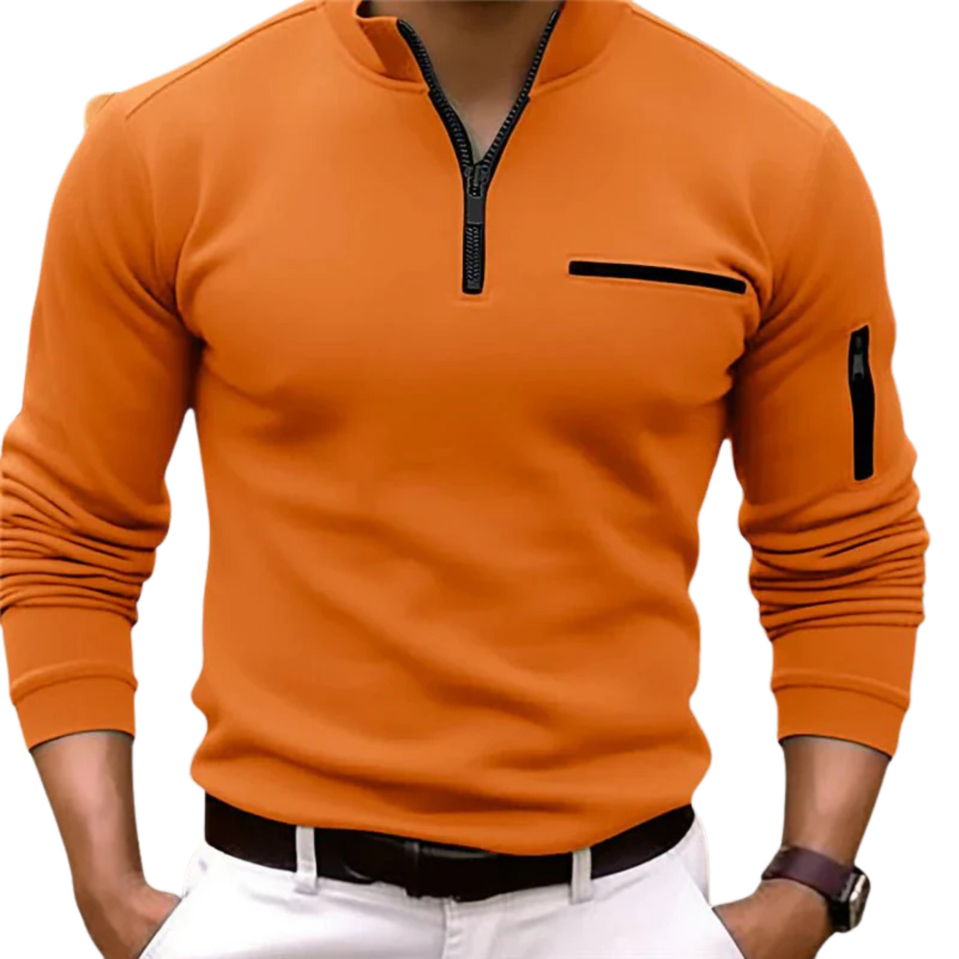 Men's Long Sleeve Polo with Quarter Zip