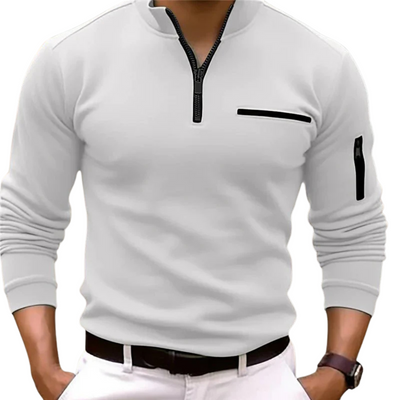 Men's Long Sleeve Polo with Quarter Zip