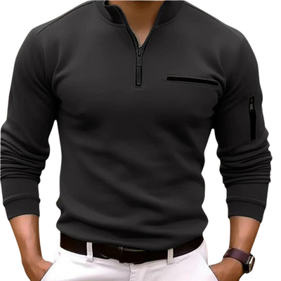 Men's Long Sleeve Polo with Quarter Zip