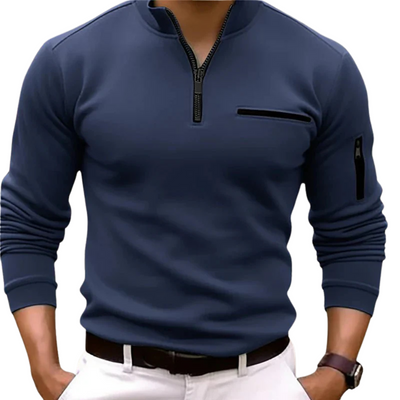 Men's Long Sleeve Polo with Quarter Zip