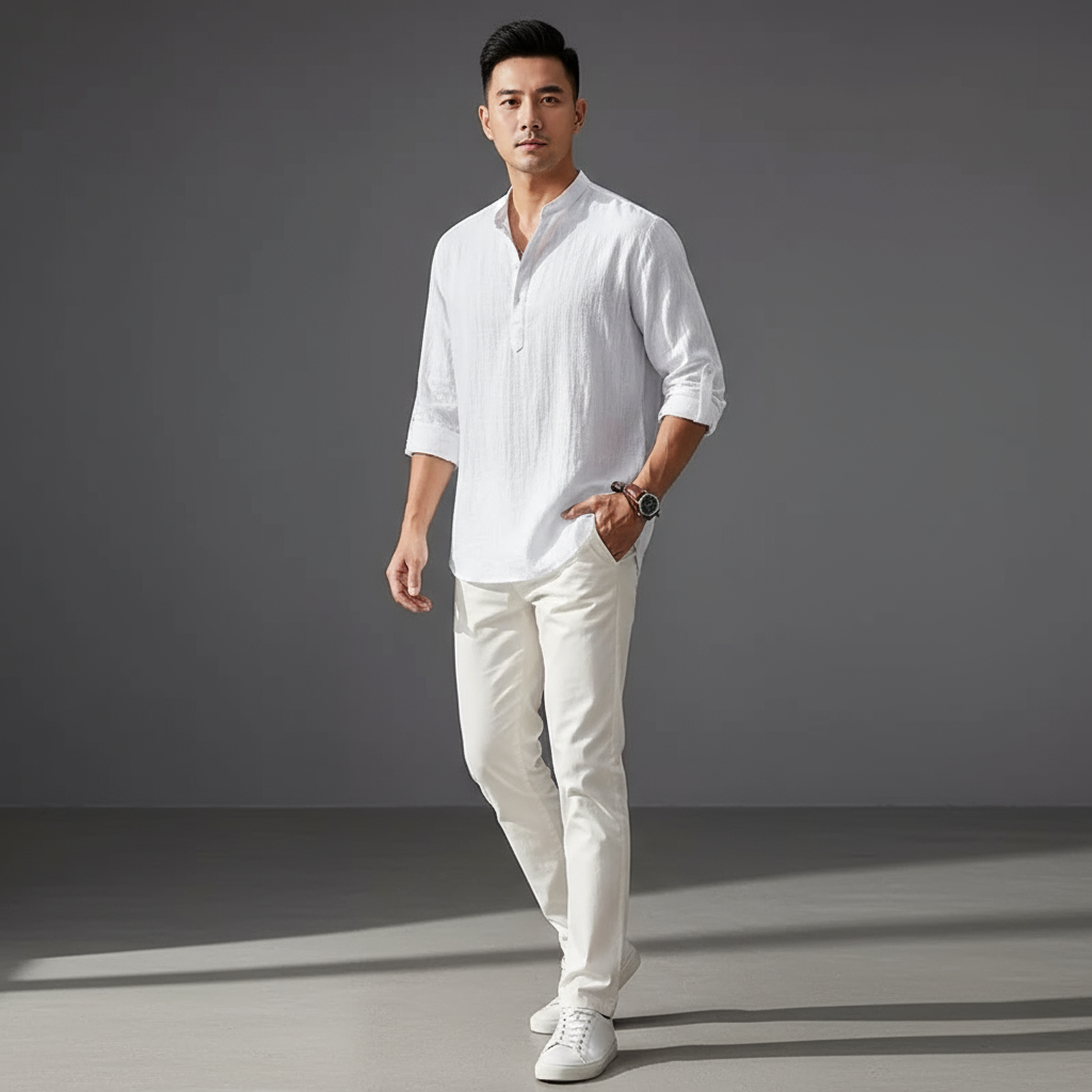 Van Hallen | Men's Linen Longsleeve Polo
