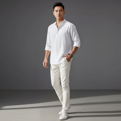 Van Hallen | Men's Linen Longsleeve Polo