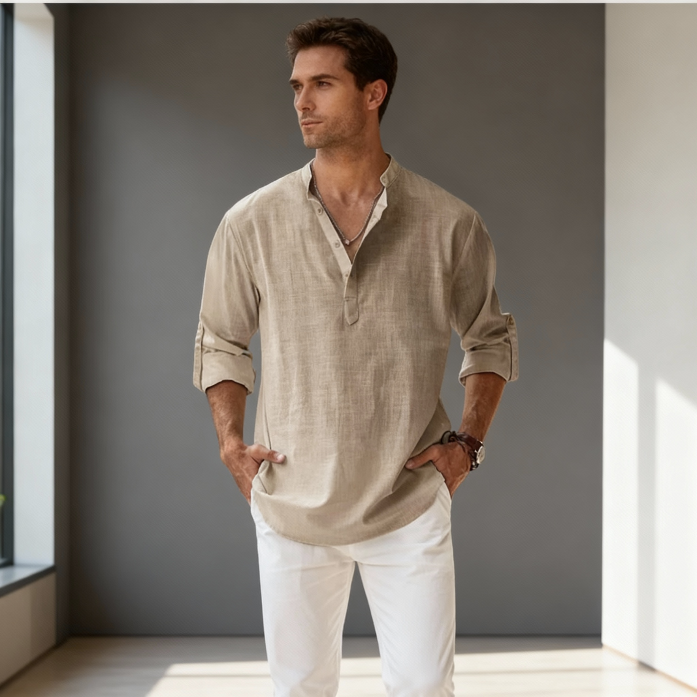 Van Hallen | Men's Linen Longsleeve Polo