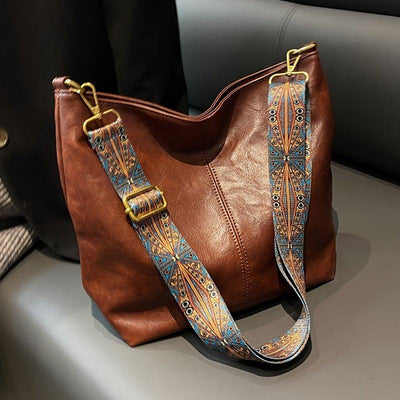 Women’s Casual Shoulder Bag with Patterned Strap
