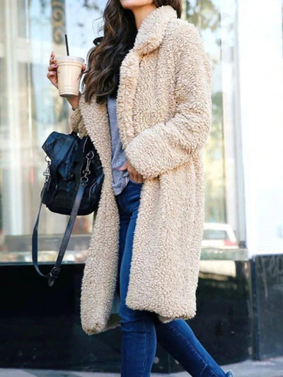 Women's Classic Long Fleece Teddy Coat