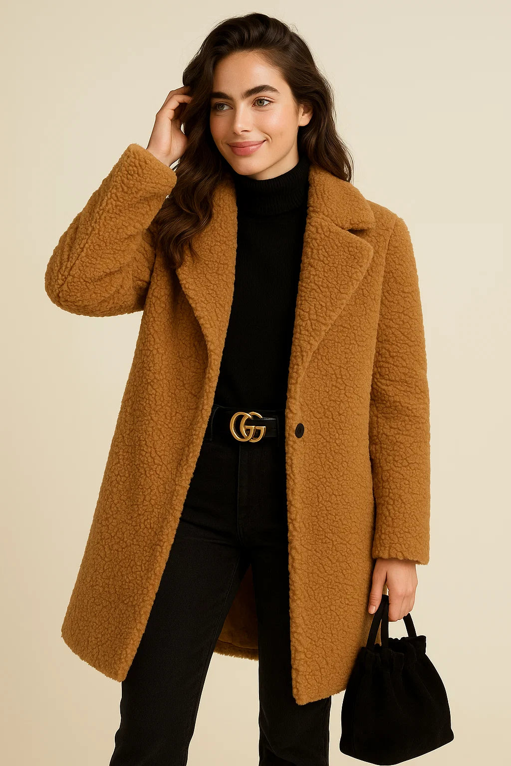 Women's Classic Long Fleece Teddy Coat