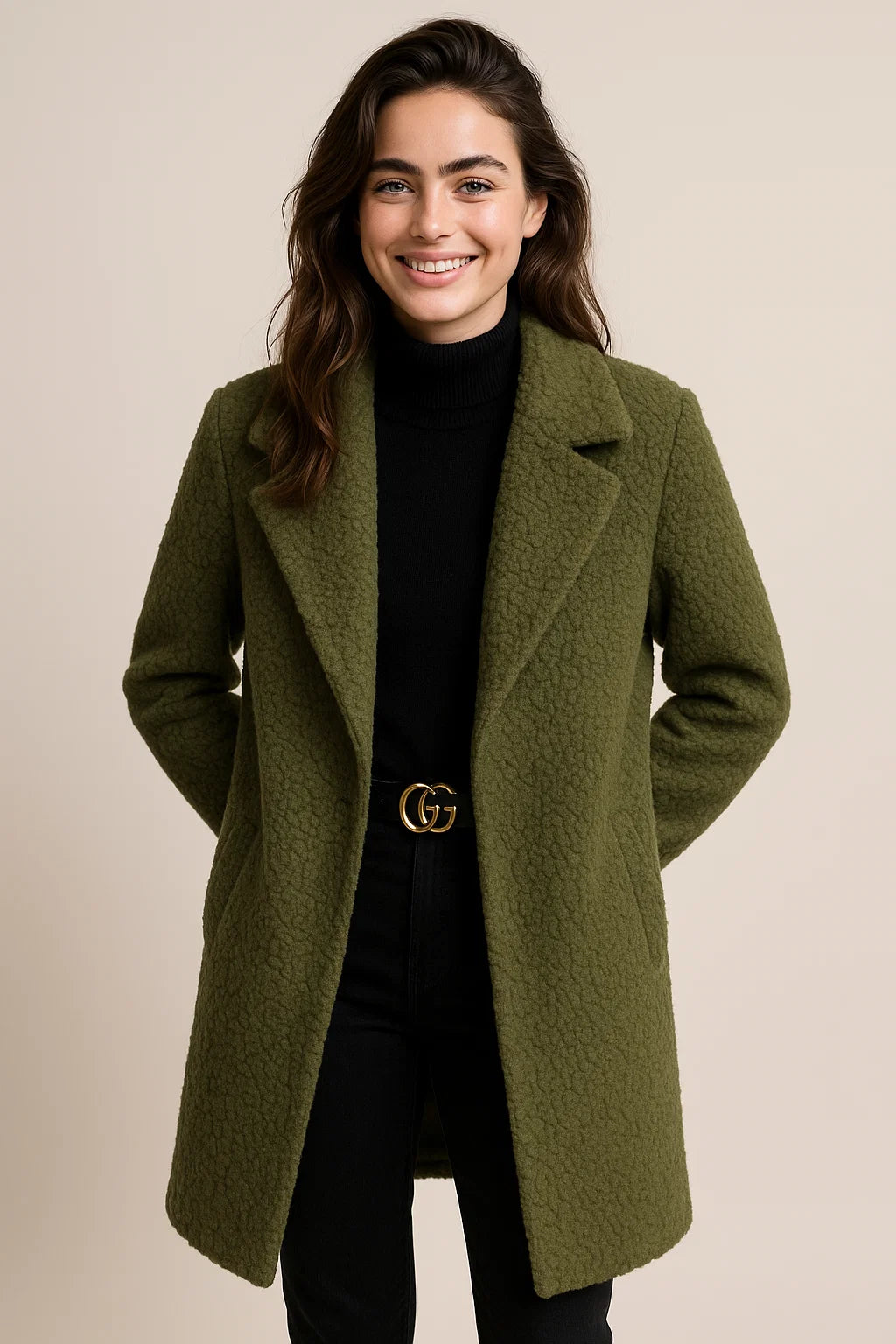 Women's Classic Long Fleece Teddy Coat