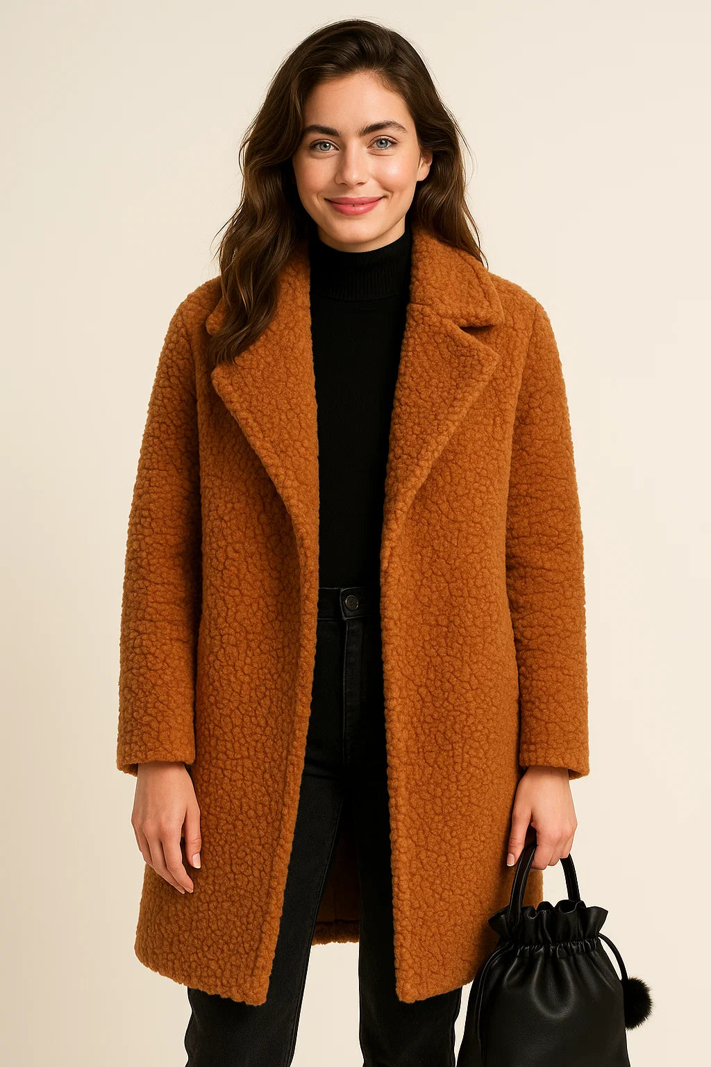 Women's Classic Long Fleece Teddy Coat