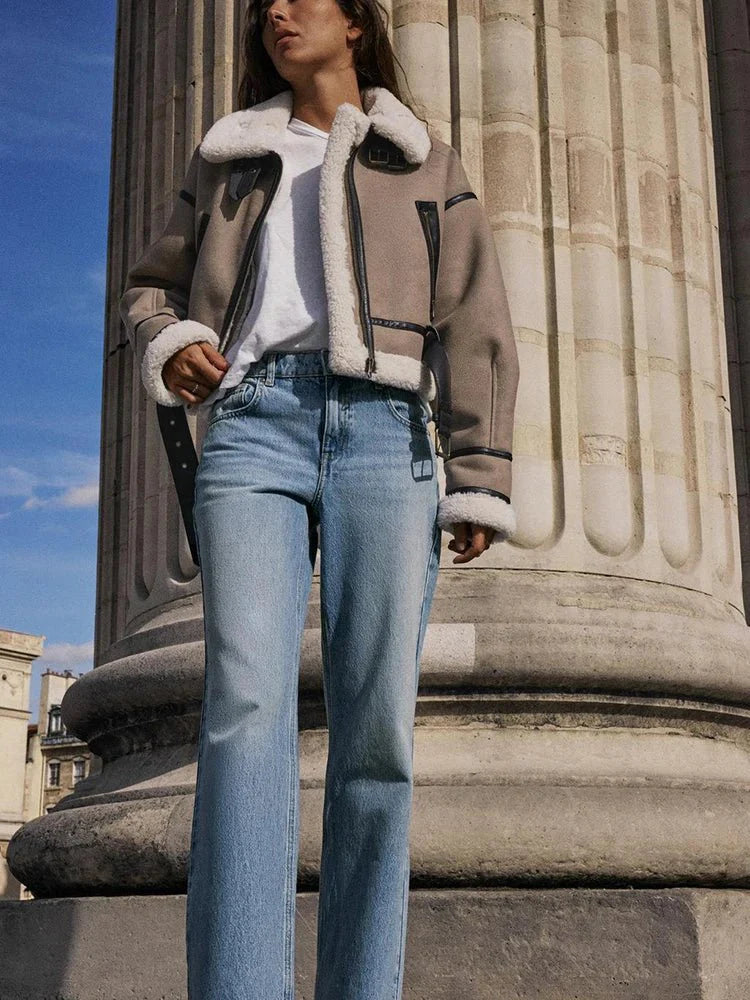 Women's Elegant Winter Jacket with Faux Fur Lining