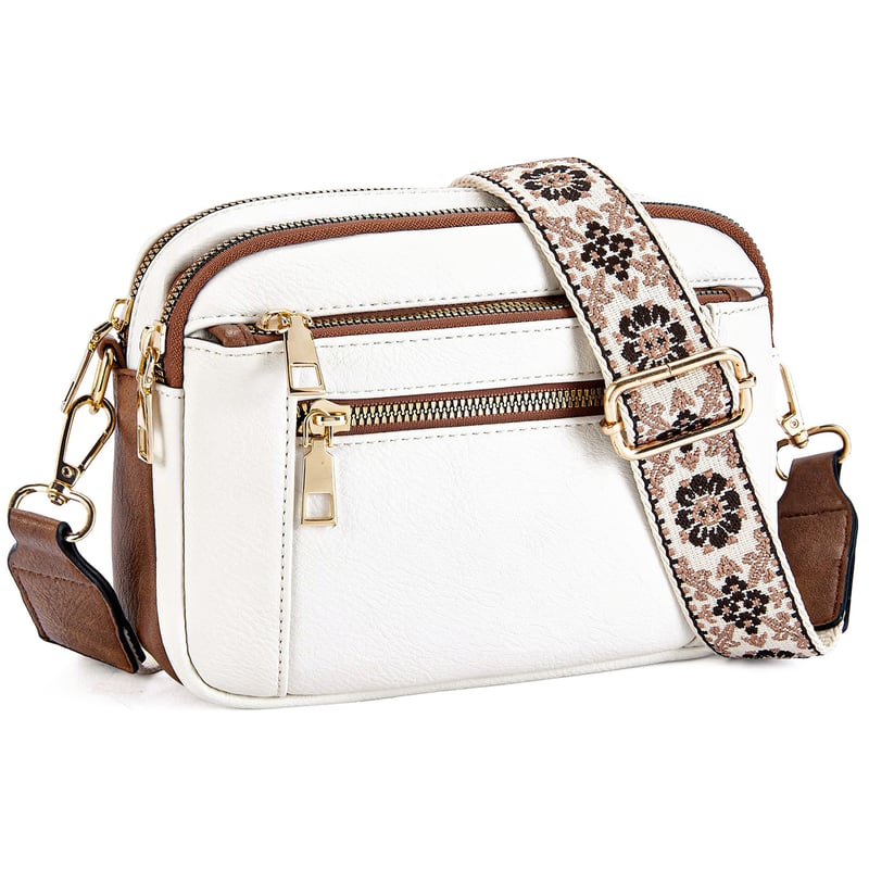 Women's Everyday Crossbody Purse with Gold Zippers