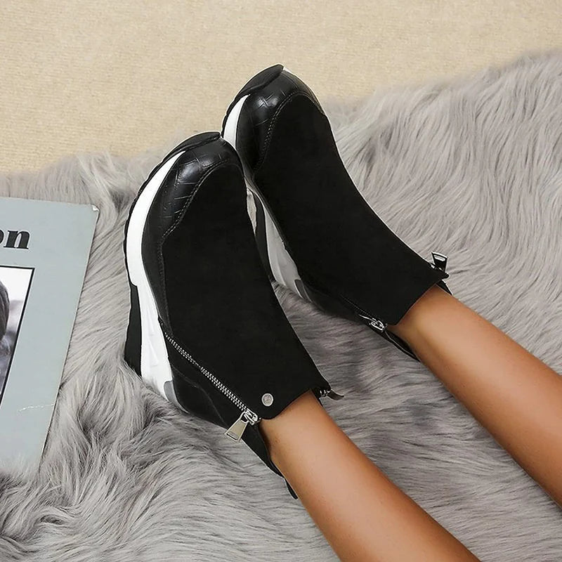 Women's Modern Style Ankle Boots with Zipper Sides