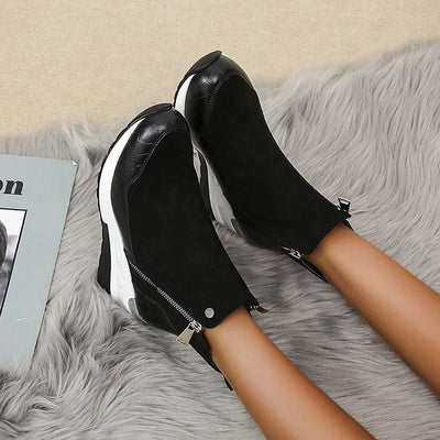 Women's Modern Style Ankle Boots with Zipper Sides
