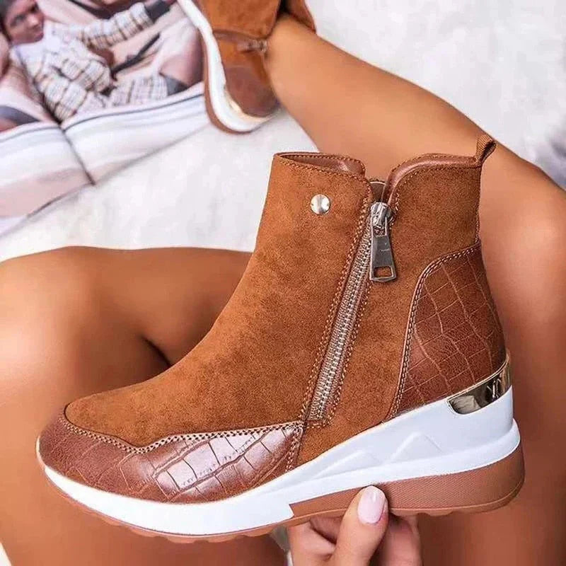Women's Modern Style Ankle Boots with Zipper Sides