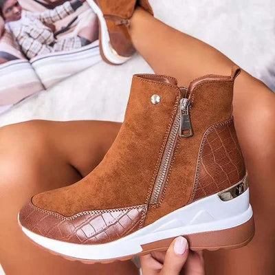 Women's Modern Style Ankle Boots with Zipper Sides