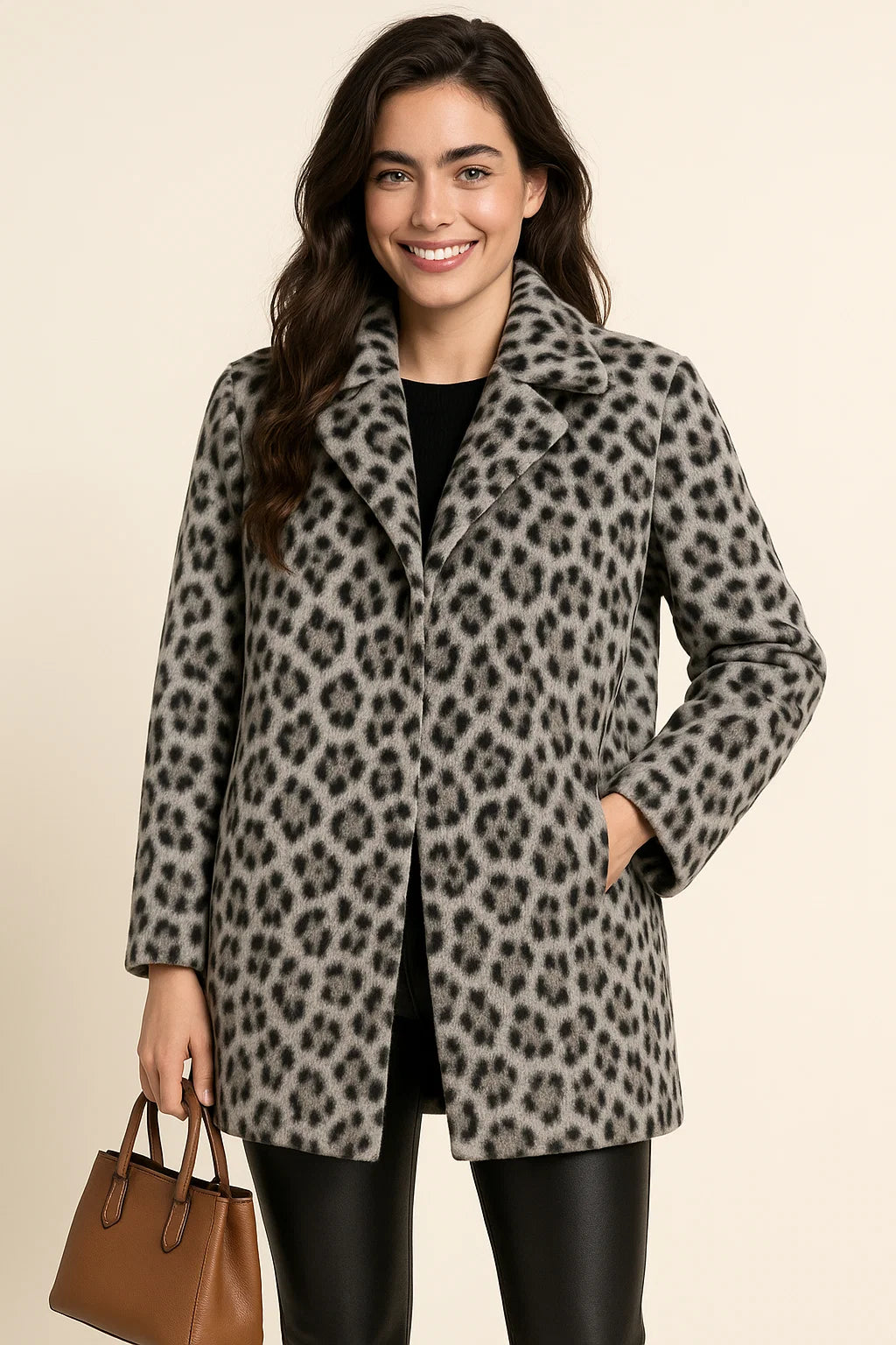 Women's Modern Style Fuzzy Leopard Coat