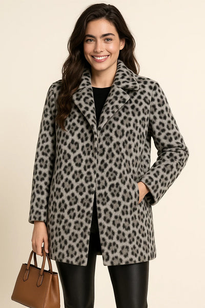 Women's Modern Style Fuzzy Leopard Coat