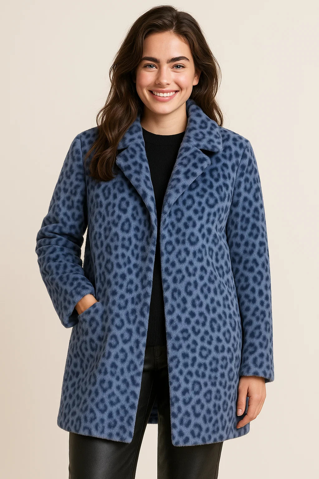 Women's Modern Style Fuzzy Leopard Coat