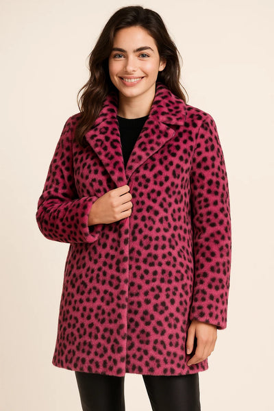 Women's Modern Style Fuzzy Leopard Coat