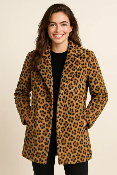 Women's Modern Style Fuzzy Leopard Coat