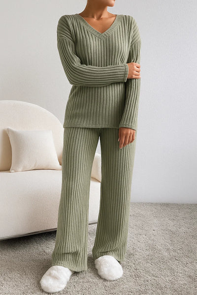 Women's Modern Style Ribbed Knit Lounge Set