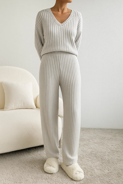 Women's Modern Style Ribbed Knit Lounge Set