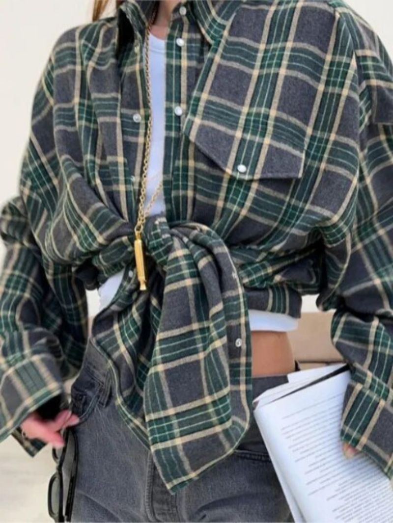 Women's Oversized Plaid Button-down Shirt