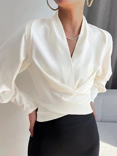 Women's Elegant Smart-Casual Blouse with Puffed Sleeves