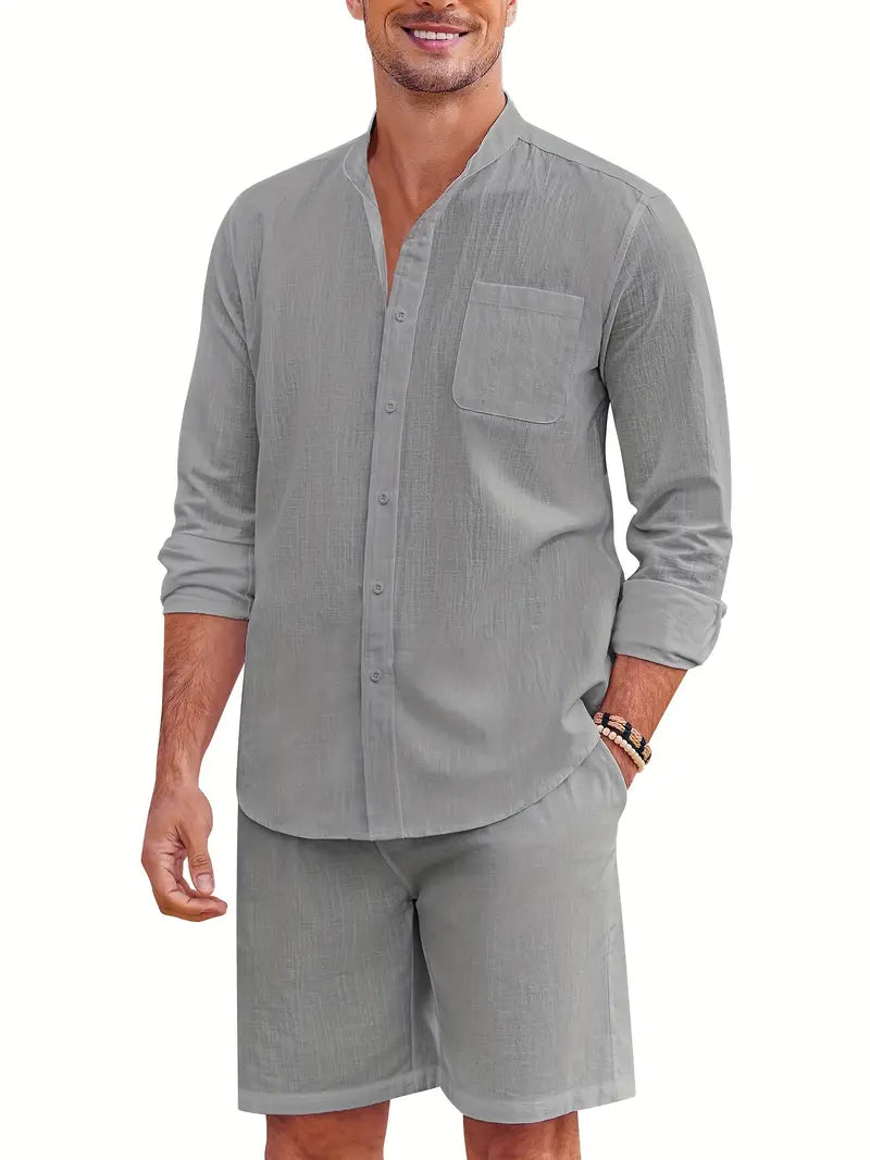 Men's Minimalist Long Sleeve Button Down Set