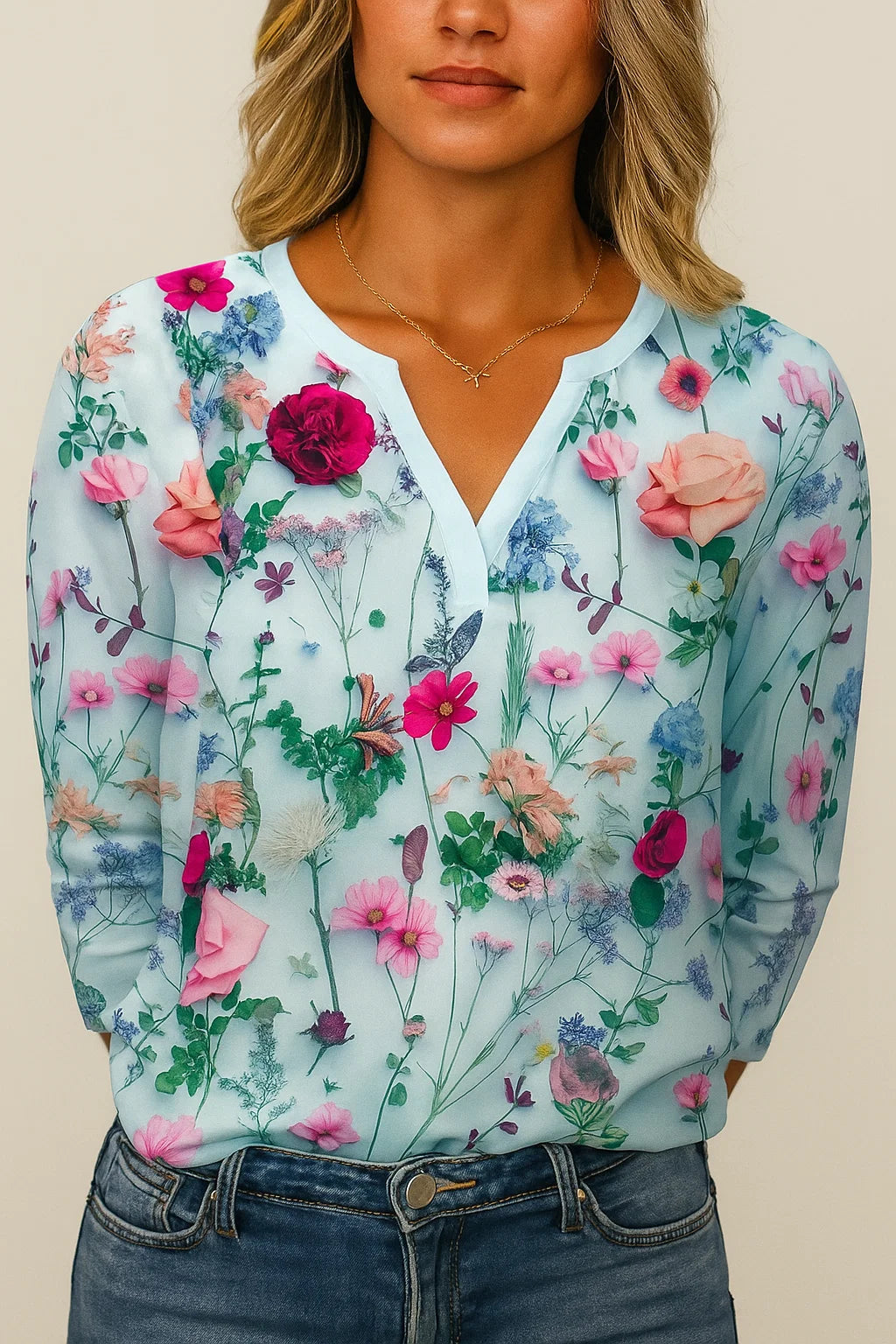 Women's Formal Longsleeve Floral Summer Blouse