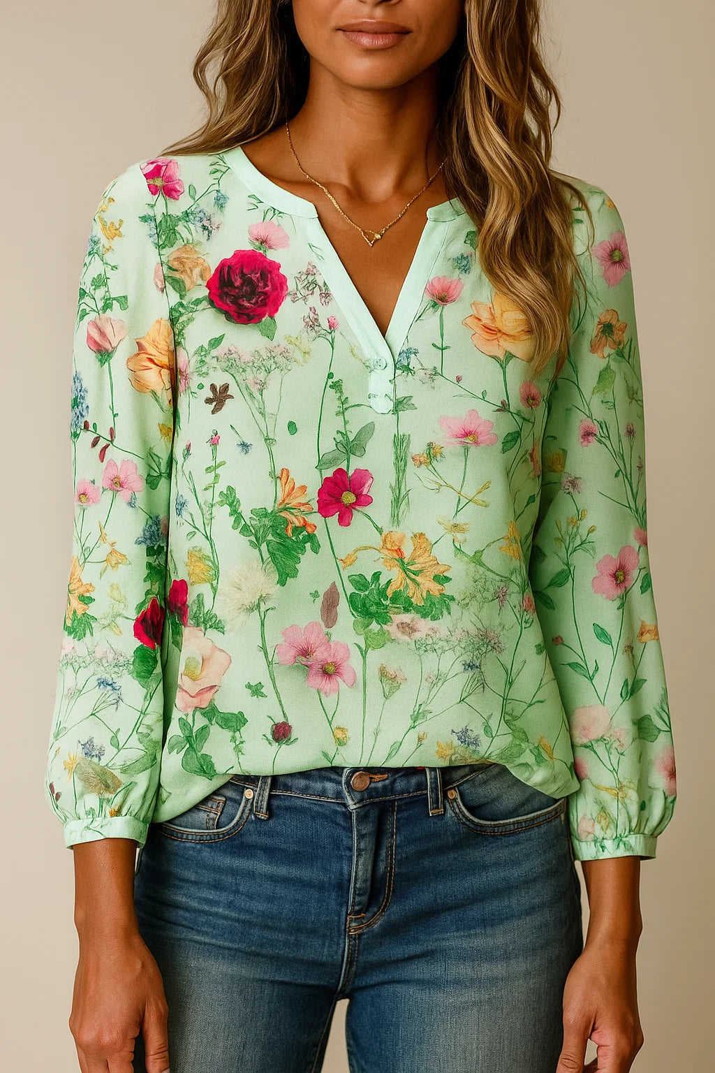 Women's Formal Longsleeve Floral Summer Blouse