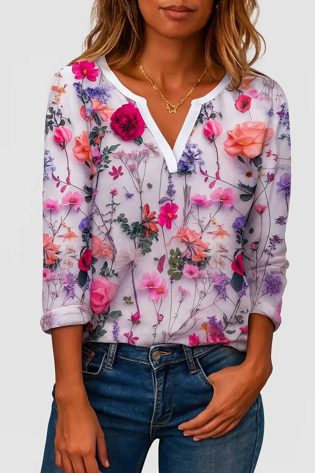 Women's Formal Longsleeve Floral Summer Blouse