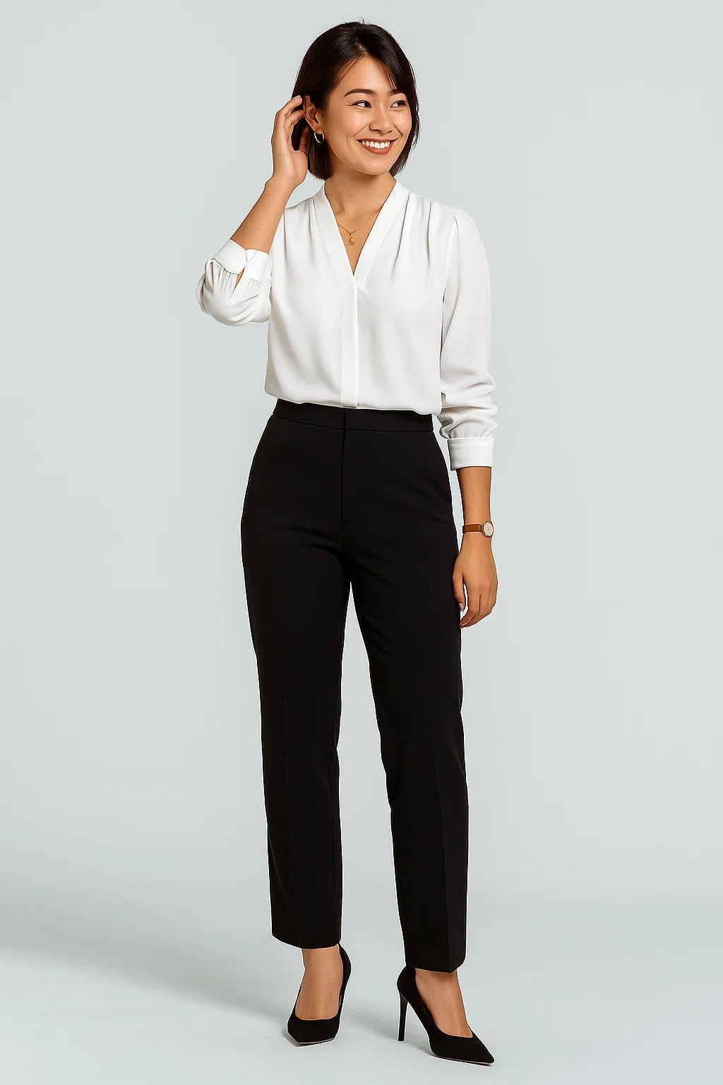 Women's Elegant Smart-Casual Blouse with Puffed Sleeves