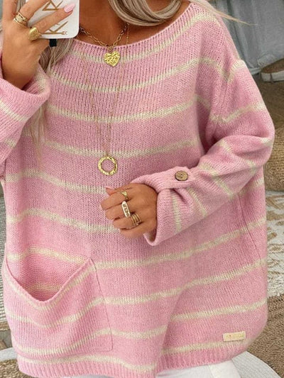 Comfortable Oversized striped sweater for women