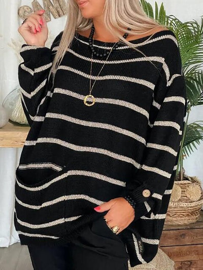 Comfortable Oversized striped sweater for women