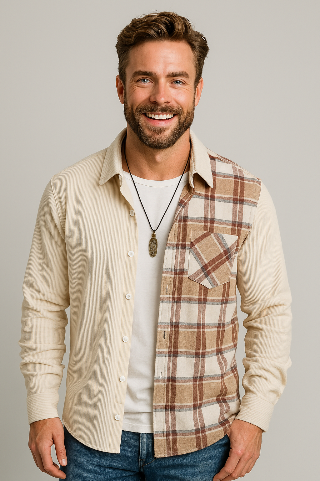 Corduroy Checked Men's Shirt
