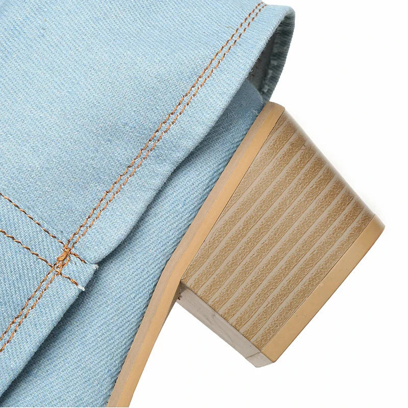 Women's Modern Style Trendy Knee-High Denim Boots